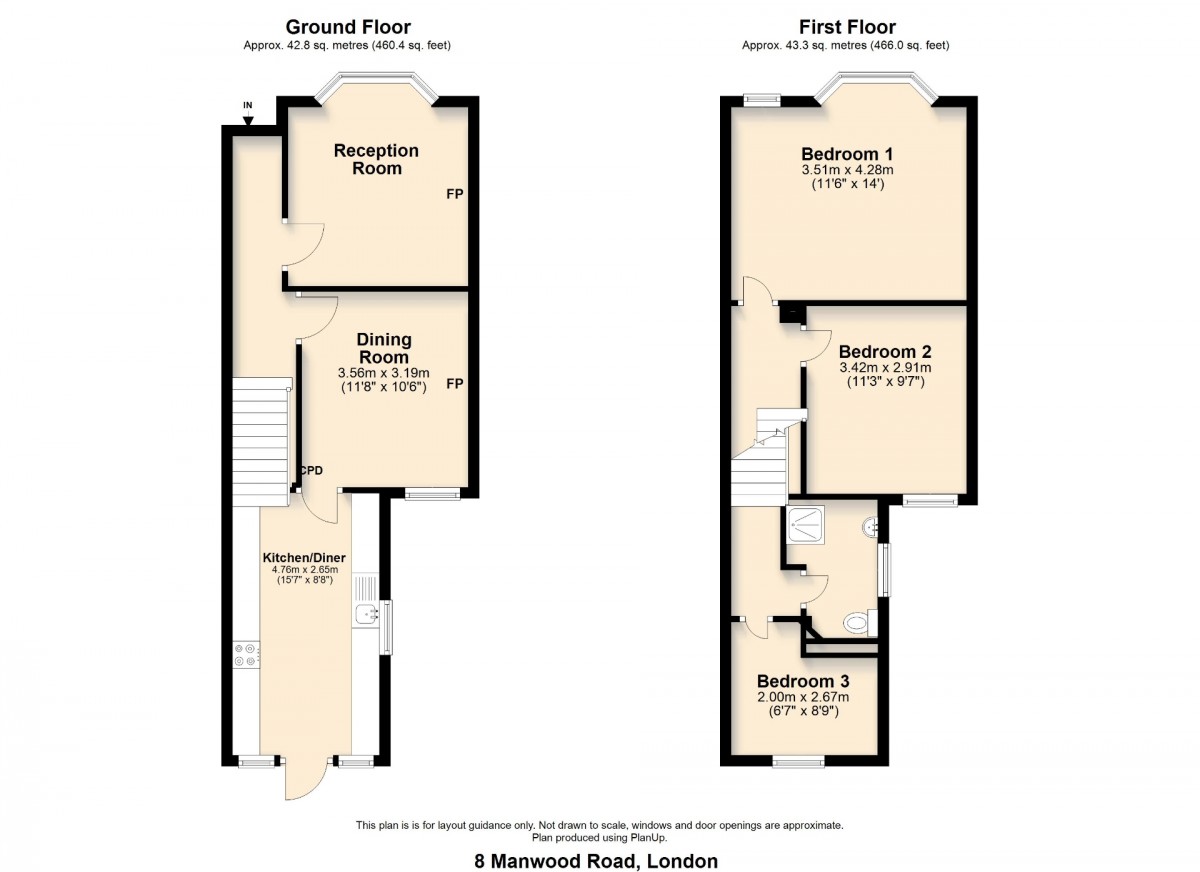 Floorplan for Manwood Road, Lewisham, London